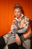 Eye Sea You Orange Denim Puffer