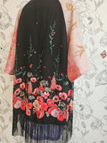 Raw Silk Botanical Print Upcycled Kimono
