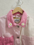 Pink Applique Upcycled Patchwork Cropped Denim Jacket🩷🌷