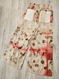 Shibori + Botanical Print Panoma Pants (Dark Pink)