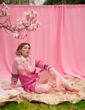 Pink Purple Glam Embellished Super Long Knit Cardigan