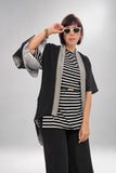 Reversible Kimono Gradual Hem Jacket - Black & Silver Lining