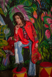 Red Hot 60's Midi Quilted Embellished Jacket