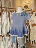 Blue Sails & Flowers Dip Dyed Blouse