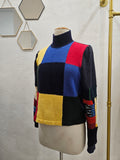 Color Block Upcycled Wool  Pullover- MEDIUM