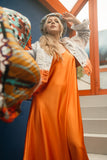 Orange Dipped Upcycled Denim Jacket