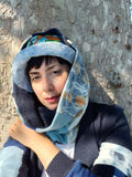 Eco Printed Hooded Cowl Scarf REVERSIBLE