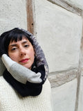 Charcoal Eucalyptus Eco Printed Hooded Cowl Scarf - REVERSIBLE