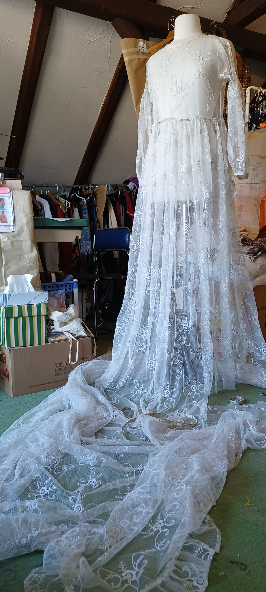 Vintage Cotton Lace Maxi Dress + Silk Slip Botanical Bohemia Adhesif Clothing Vintage Cotton Lace Maxi Dress + Silk Slip Botanical Bohemia Adhesif Clothing