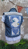 Bohemian Dreams Blue Embroidered Denim Vest