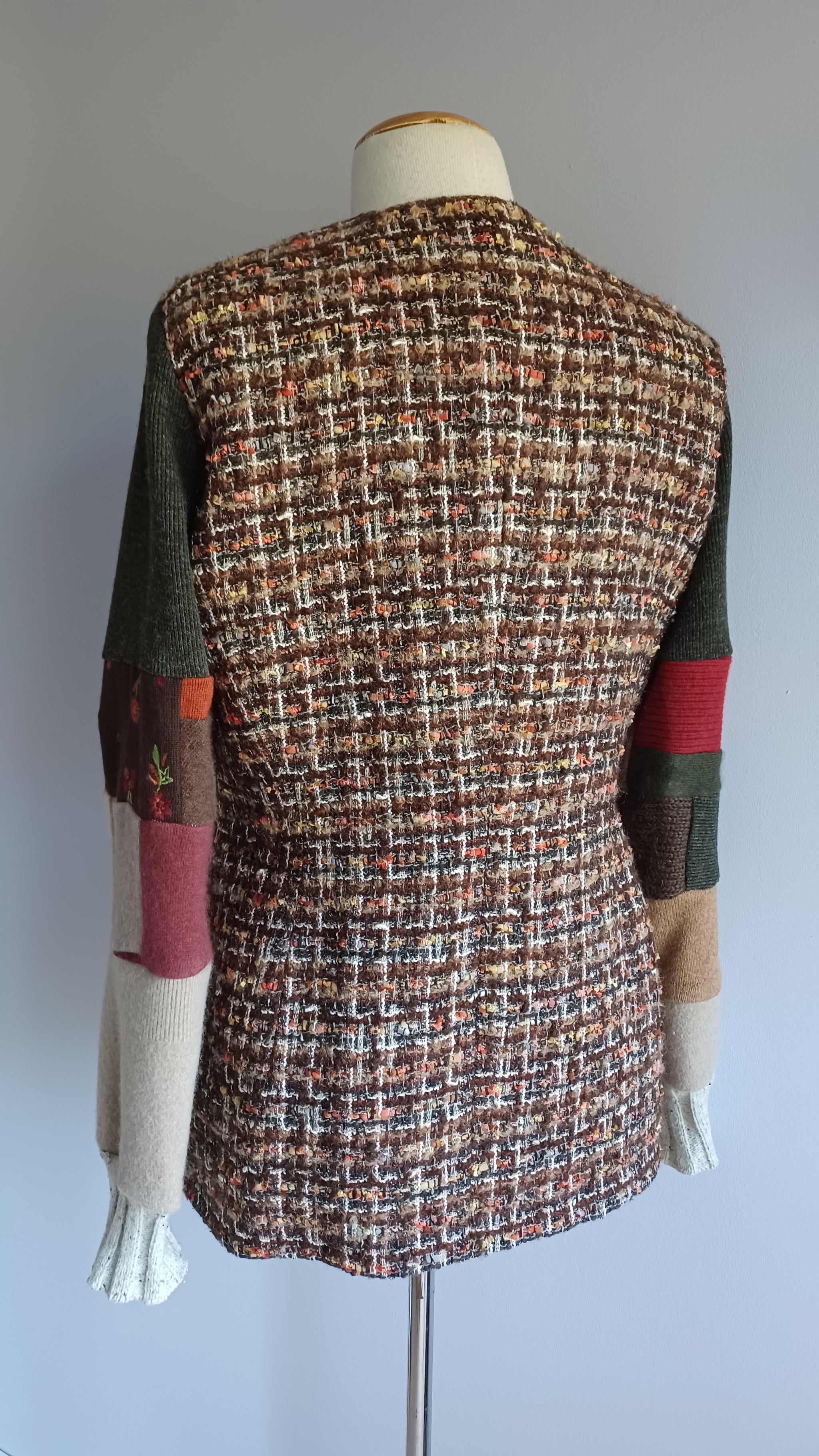Blazer Femme Vintage STERZING - Tweed Laine Pure Multicolore - Taille UE 42 / UK 12
