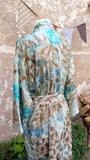Long Botanical Aqua Silk Kimono - Heartfull Harvest