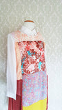 Peach Floral Patchwork Dress