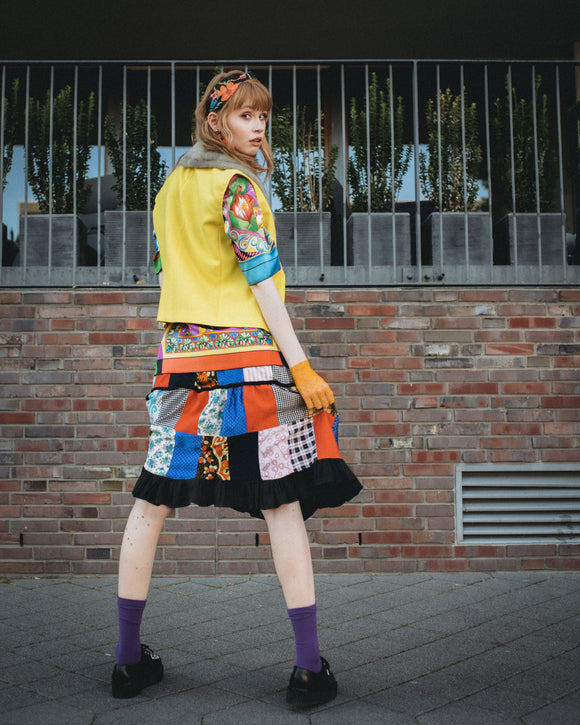 Rainbow Up-cycled Vintage Patchwork Skirt