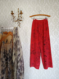Red Rose Eco Printed Vintage Silk Pants