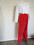 Red Rose Eco Printed Vintage Silk Pants