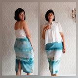 Aqua Eco Print Super Stretch Cashmere Knit Skirt