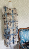 Shibori Aqua Eco Print Vintage Cotton + Denim Sheath Dress