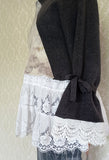 Lackadaisical Lilies Cashmere & Vintage Lace Eco Print Pullover - M/L