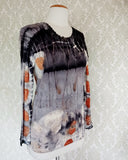 Charcoal Eucalyptus Vintage Cashmere Eco Printed Long Sleeve