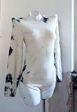 Blk & White Tie Dyed MERINO Bodysuit - MEDIUM
