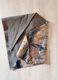 Bronze Two Tone Botanically Printed Silk + Linen Wrap Scarf