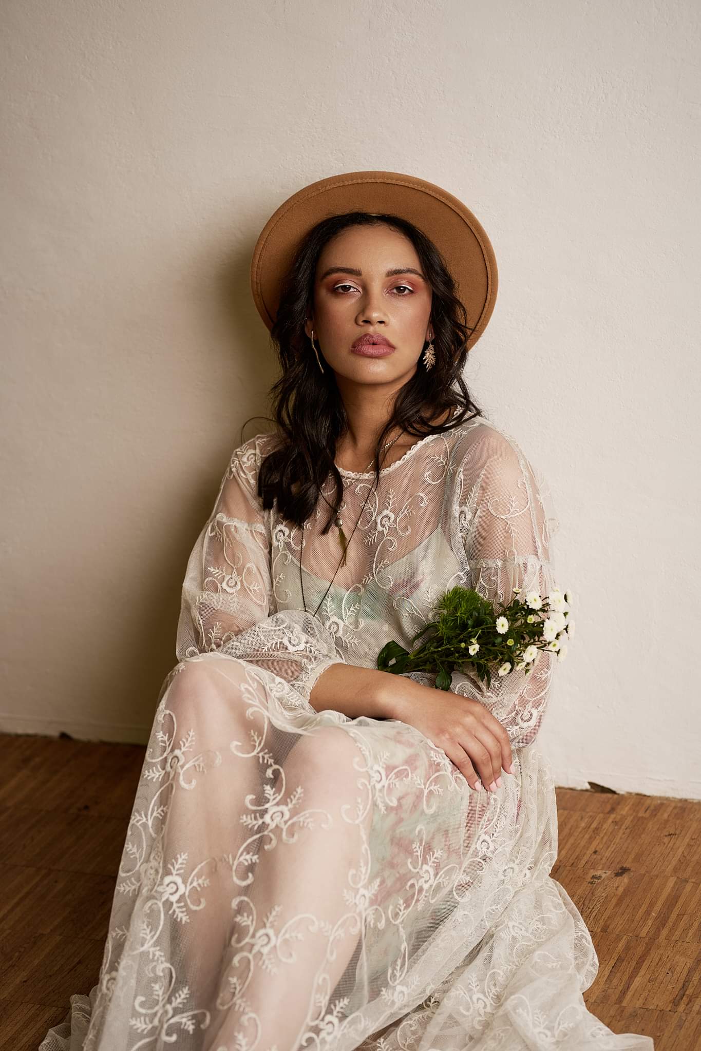 Vintage Cotton Lace Maxi Dress + Silk Slip Botanical Bohemia Adhesif Clothing Vintage Cotton Lace Maxi Dress + Silk Slip Botanical Bohemia Adhesif Clothing